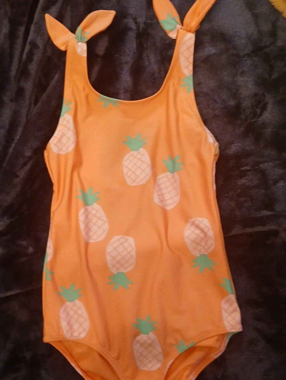 H&M Girls Orange Pineapple Print One-Piece Swimsuit 5t/6